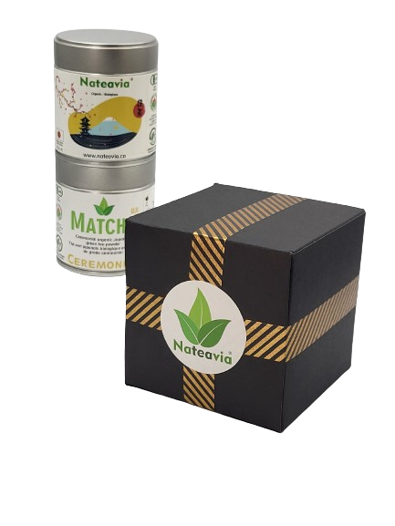 Nateavia Matcha - Té verde japonés Matcha en polvo, orgánico, de grado ceremonial, sin azúcar, de fácil preparación, auténtico té japonés, Uji-Kyoto, 40 g