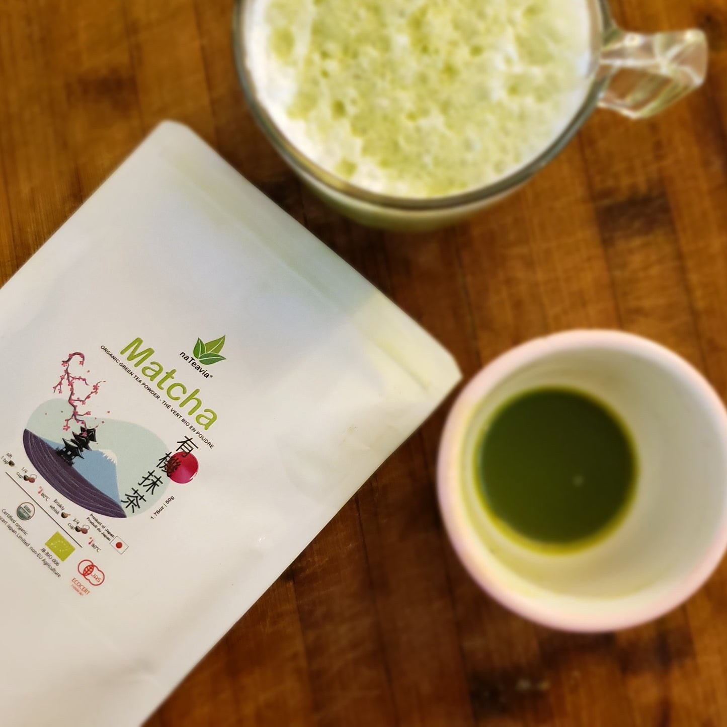 Poudre de matcha biologique japonaise – Qualité supérieure, finement moulue, onctueuse et riche en umami | Origine Uji Kyoto, 50 g – Nateavia