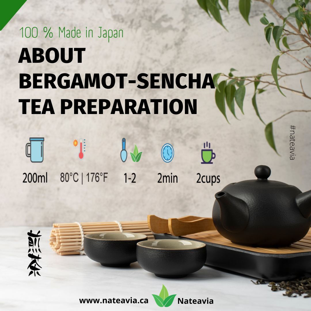 Nateavia Sencha à la bergamote - Thé vert japonais en feuilles bio à la bergamote - First Flush - Origine japonaise authentique, de Shizuoka - 50g