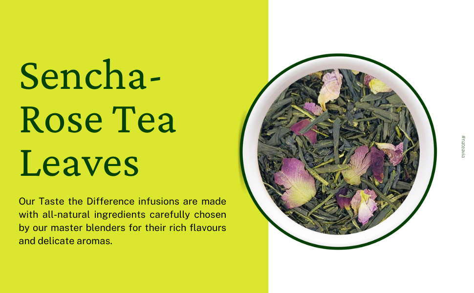Nateavia Sencha à la rose - Thé vert japonais en feuilles bio à la rose - Première récolte - Origine japonaise authentique, de Shizuoka - 50g