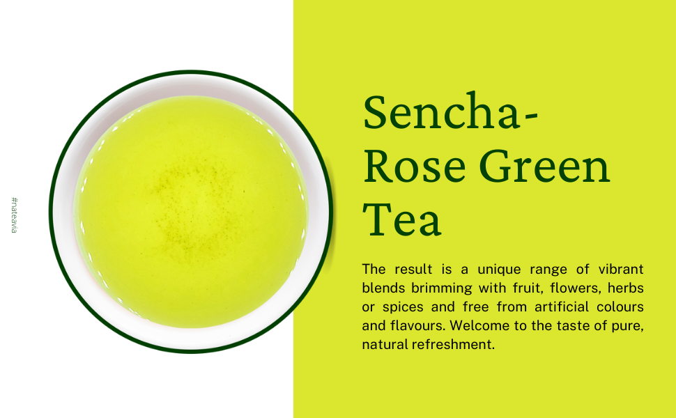 Nateavia Sencha à la rose - Thé vert japonais en feuilles bio à la rose - Première récolte - Origine japonaise authentique, de Shizuoka - 50g
