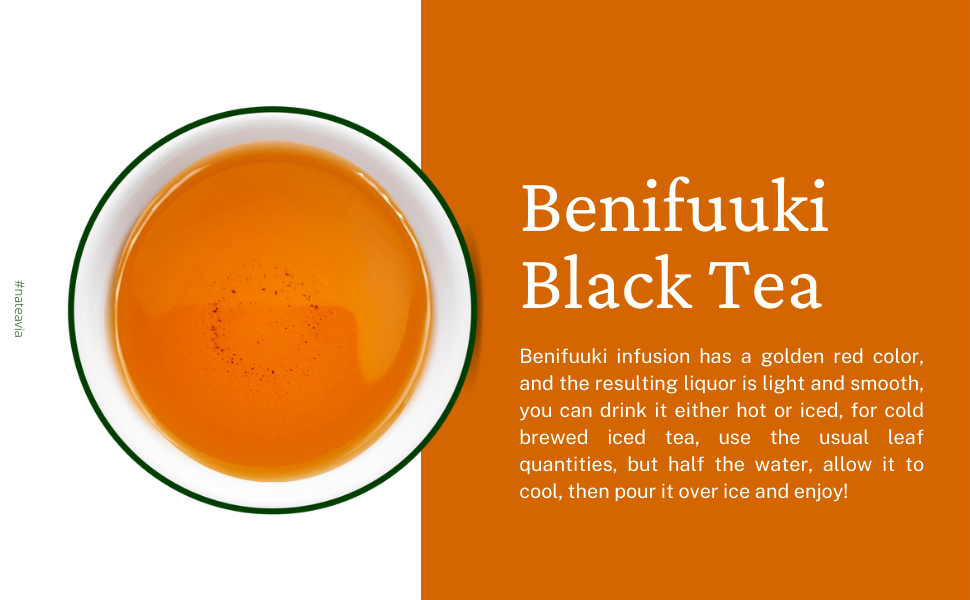 Nateavia Benifuuki - Té negro japonés orgánico de primera calidad en hojas sueltas - Sabor suave y ligero - Origen japonés auténtico, de Shizuoka - 50 g