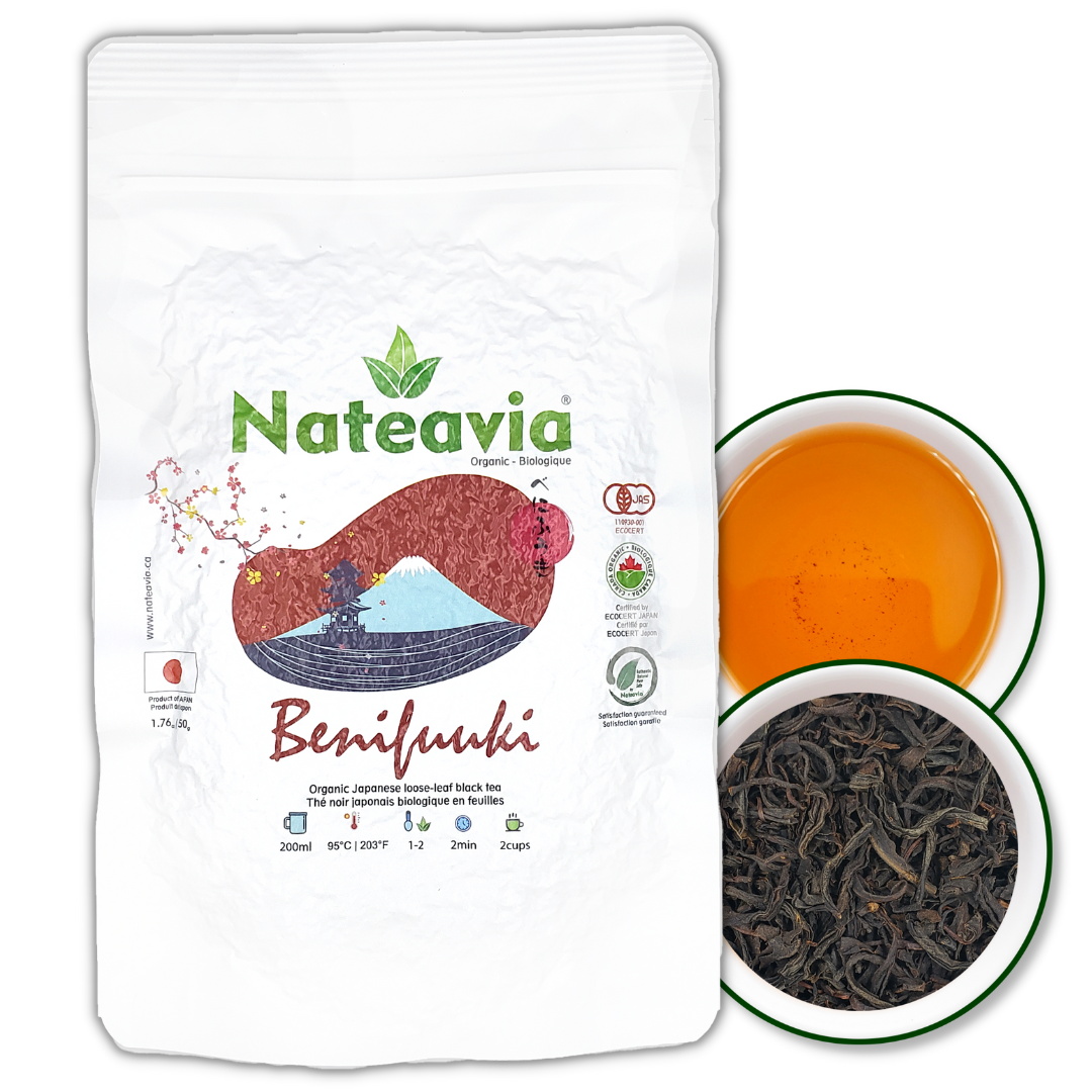 Nateavia Benifuuki - Té negro japonés orgánico de primera calidad en hojas sueltas - Sabor suave y ligero - Origen japonés auténtico, de Shizuoka - 50 g