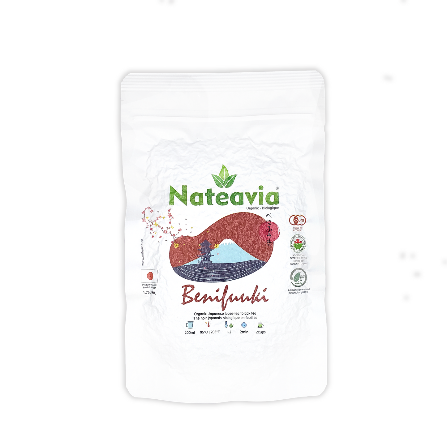 Nateavia Benifuuki - Té negro japonés orgánico de primera calidad en hojas sueltas - Sabor suave y ligero - Origen japonés auténtico, de Shizuoka - 50 g