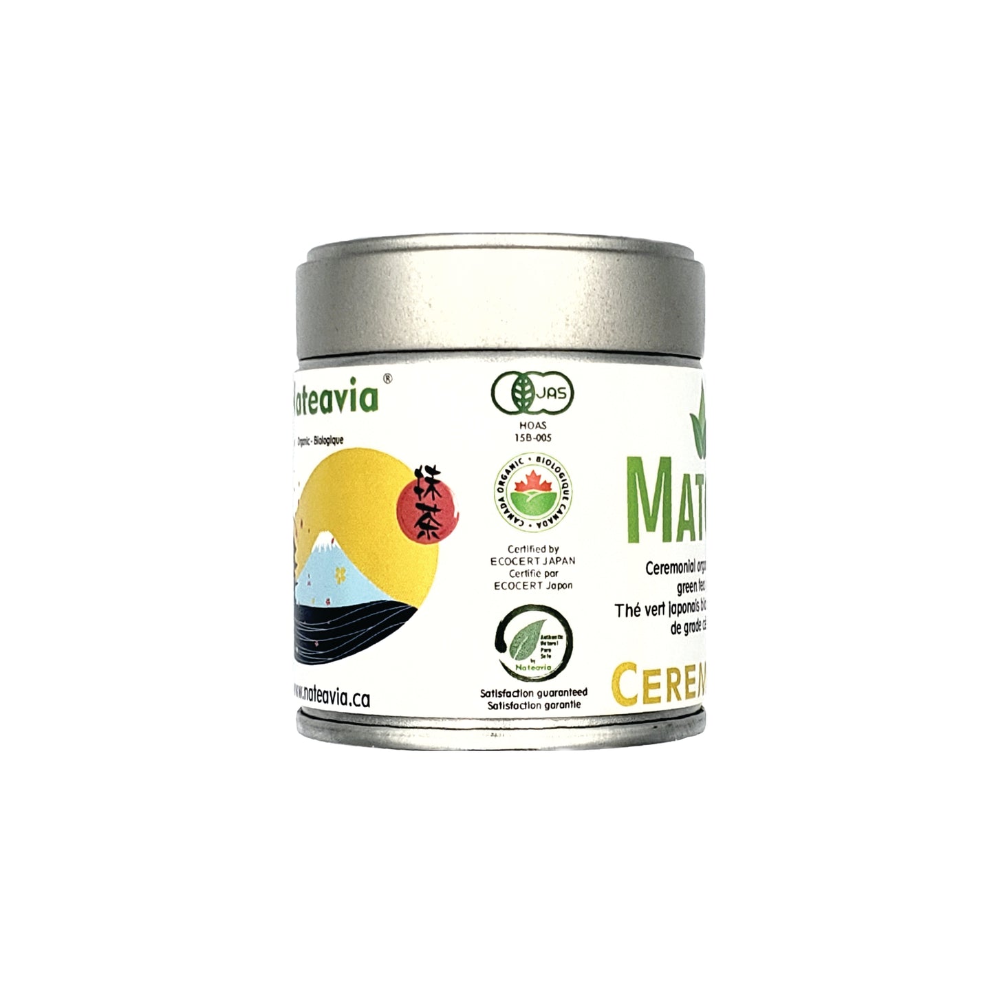 Nateavia Matcha - Té verde japonés Matcha en polvo, orgánico, de grado ceremonial, sin azúcar, de fácil preparación, auténtico té japonés, Uji-Kyoto, 40 g