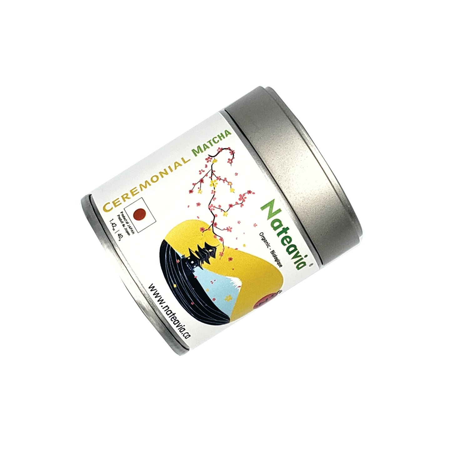 Nateavia Matcha - Té verde japonés Matcha en polvo, orgánico, de grado ceremonial, sin azúcar, de fácil preparación, auténtico té japonés, Uji-Kyoto, 40 g