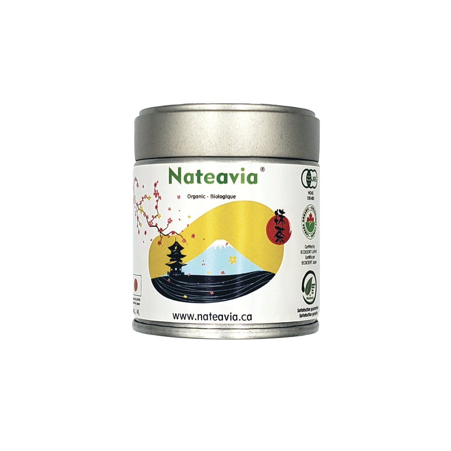 Nateavia Matcha - Té verde japonés Matcha en polvo, orgánico, de grado ceremonial, sin azúcar, de fácil preparación, auténtico té japonés, Uji-Kyoto, 40 g