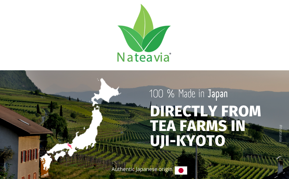 Nateavia Matcha - Premium Grade Japanese Green Tea Matcha Powder - 100% Pure Organic Unsweetened - Authentic Japanese Origin, from Uji-Kyoto- 50g