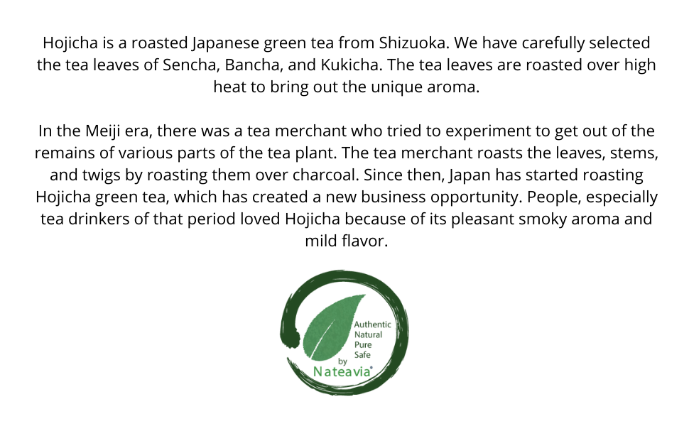 Nateavia Houjicha - Premium Organic Japanese Gold Roast Houjicha Green Tea - Low-Caffeine - Authentic Japanese Origin, from Shizuoka - 80g