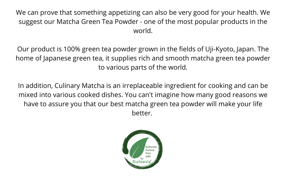 Nateavia Matcha - Premium Grade Japanese Green Tea Matcha Powder - 100% Pure Organic Unsweetened - Authentic Japanese Origin, from Uji-Kyoto- 50g