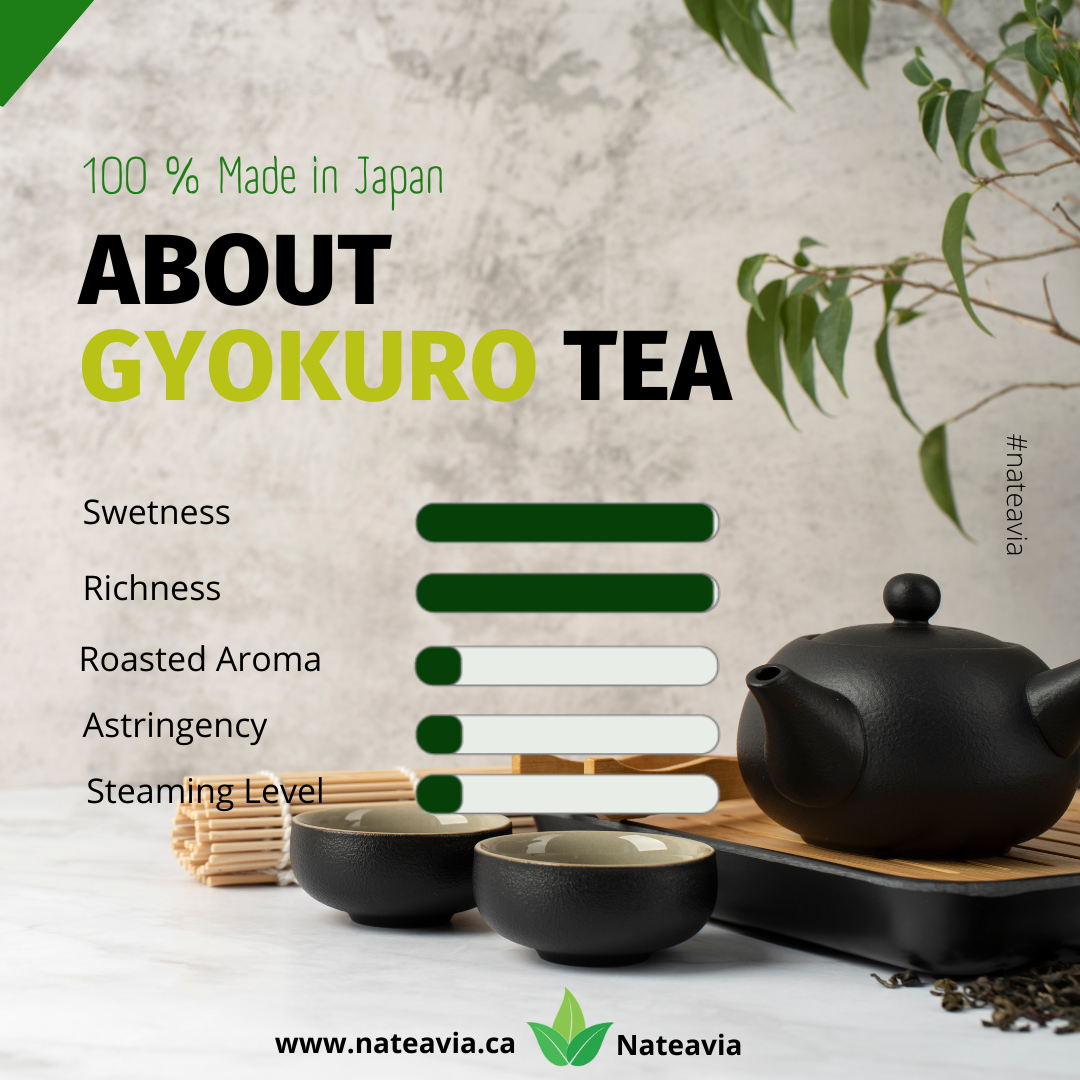 Nateavia Gyokuro Yabukita - Premium Organic Japanese Loose Leaf Green Tea - Smooth, Mild - Authentic Japanese Origin, from Shizuoka  - 50g