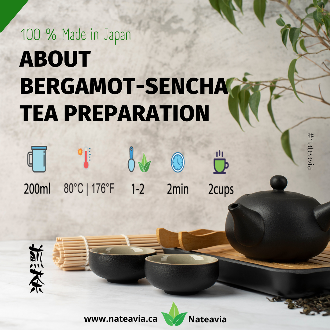 Nateavia Sencha with Bergamot - Organic Japanese Loose Leaf Green Tea with Bergamot - First Flush - Authentic Japanese Origin, from Shizuoka - 50g