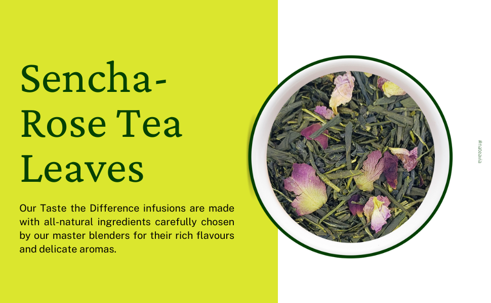 Nateavia Sencha with Rose - Organic Japanese Loose Leaf Green Tea with Rose - First Flush - Authentic Japanese Origin, from Shizuoka - 50g