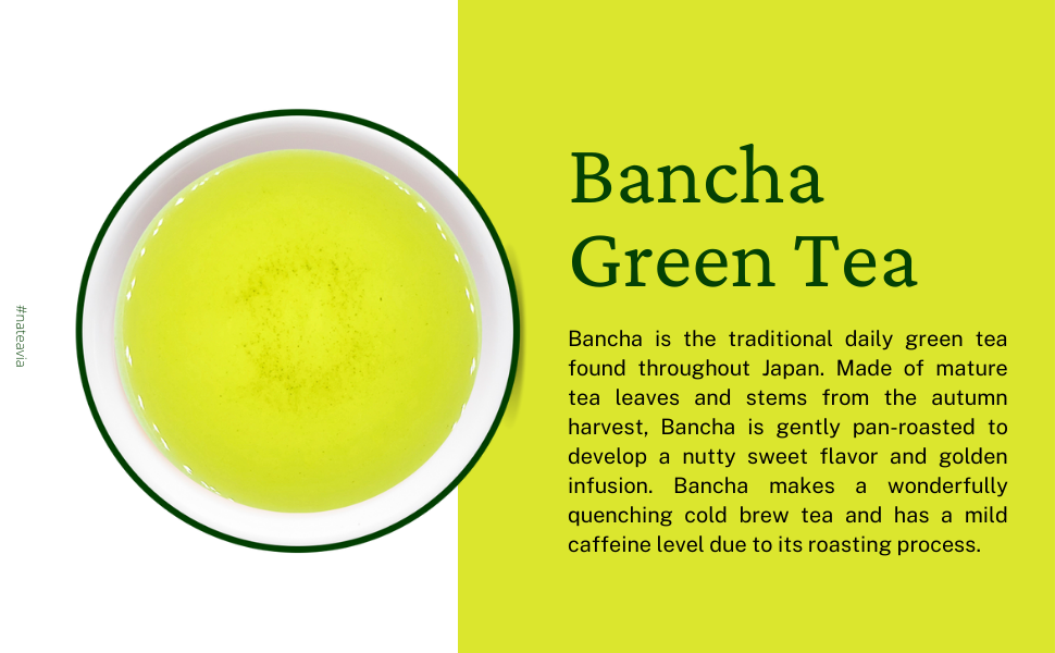 Nateavia Bancha - Organic  Japanese Loose Leaf Green Tea - Light Taste - Authentic Japanese Origin, from Kagoshima - 100g