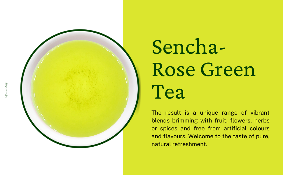 Nateavia Sencha with Rose - Organic Japanese Loose Leaf Green Tea with Rose - First Flush - Authentic Japanese Origin, from Shizuoka - 50g