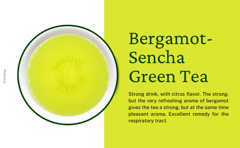 Nateavia Sencha with Bergamot - Organic Japanese Loose Leaf Green Tea with Bergamot - First Flush - Authentic Japanese Origin, from Shizuoka - 50g