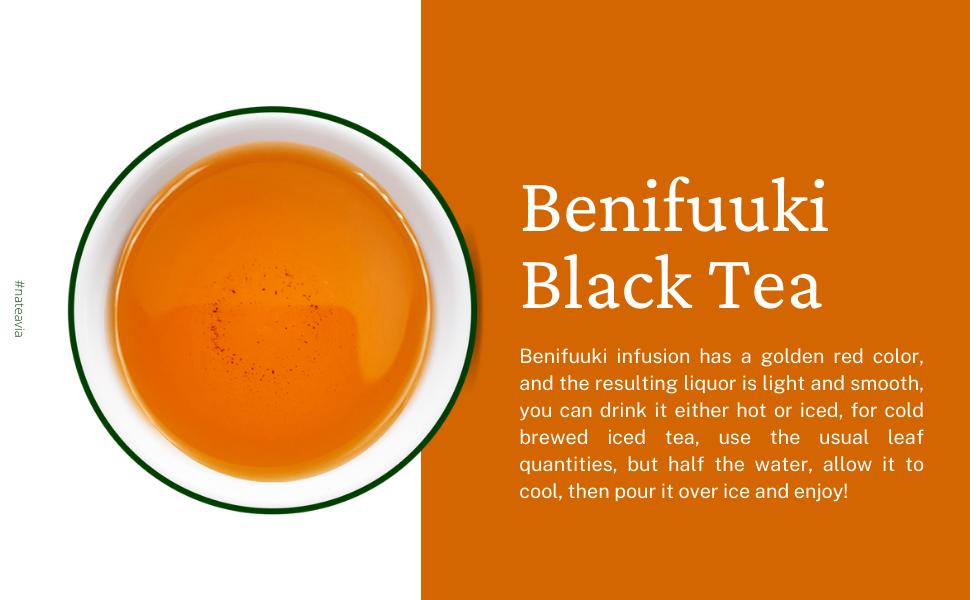 Nateavia Benifuuki - Premium Organic Japanese Loose Leaf Black Tea - Light and Smooth taste - Authentic Japanese Origin, from Shizuoka  - 50g