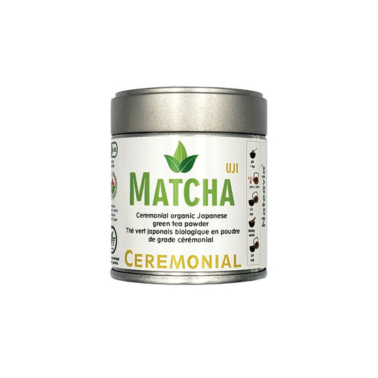 Nateavia Matcha - Té verde japonés Matcha en polvo, orgánico, de grado ceremonial, sin azúcar, de fácil preparación, auténtico té japonés, Uji-Kyoto, 40 g