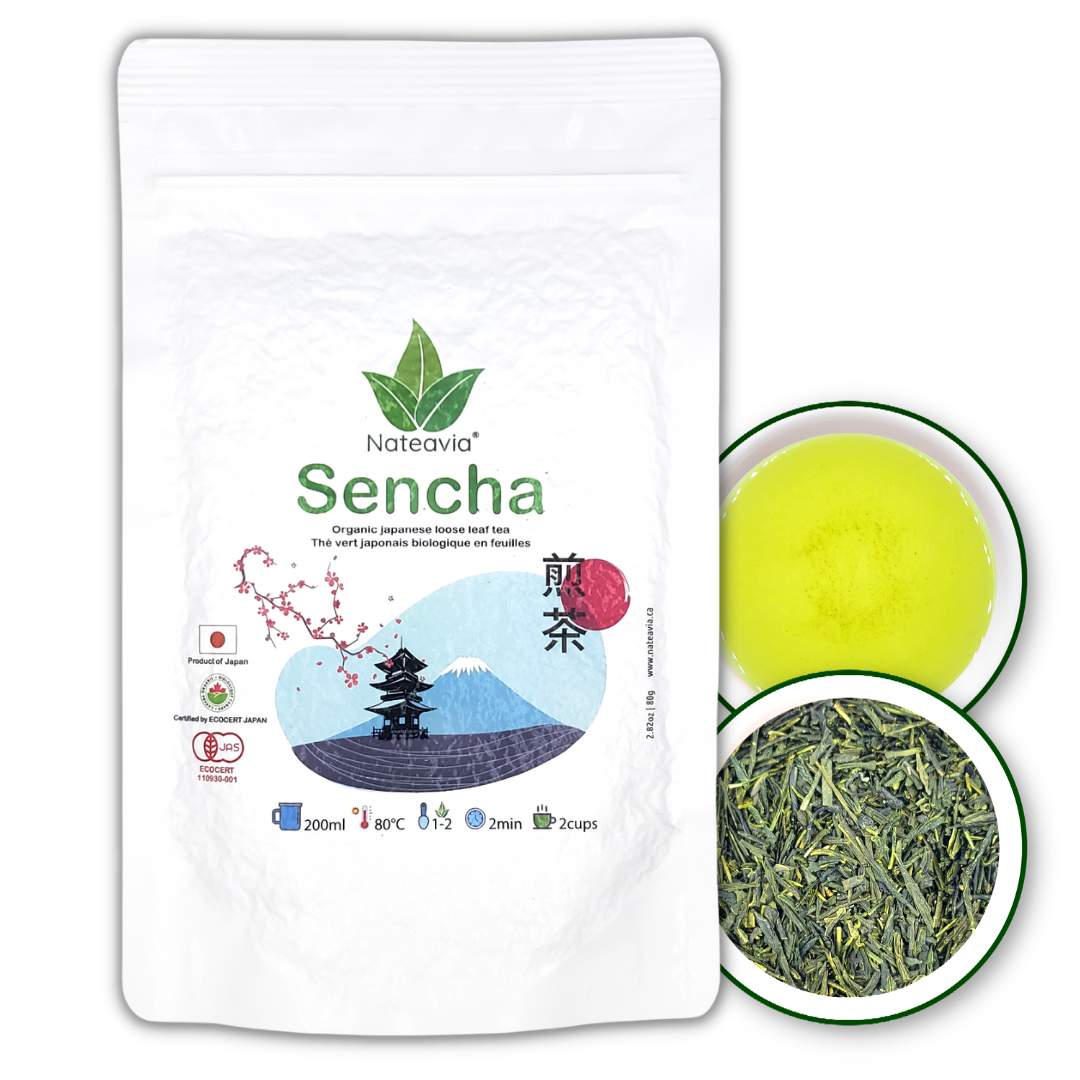 Nateavia Sencha Yabukita - Organic Japanese Loose Leaf Green Tea - First Flush - Authentic Japanese Origin, from Shizuoka - 80g