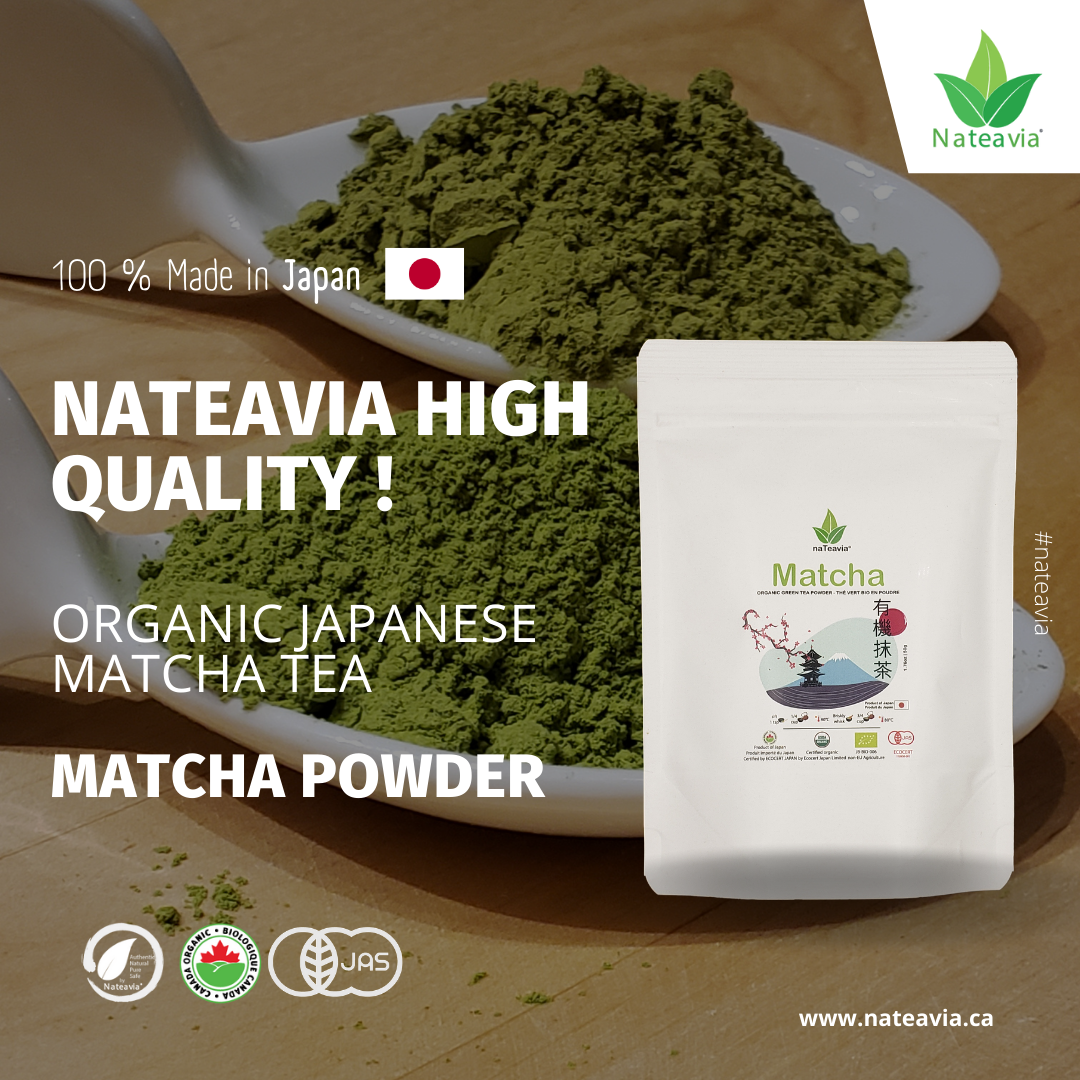 Nateavia Matcha - Premium Grade Japanese Green Tea Matcha Powder - 100% Pure Organic Unsweetened - Authentic Japanese Origin, from Uji-Kyoto- 50g